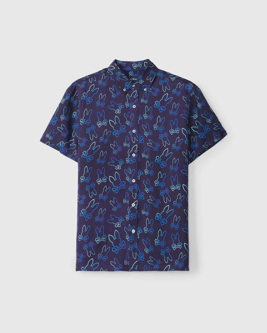 Chemises Psycho Bunny Sheldon All Over Print Shirt Bleu Marine Homme | ITL-62368771